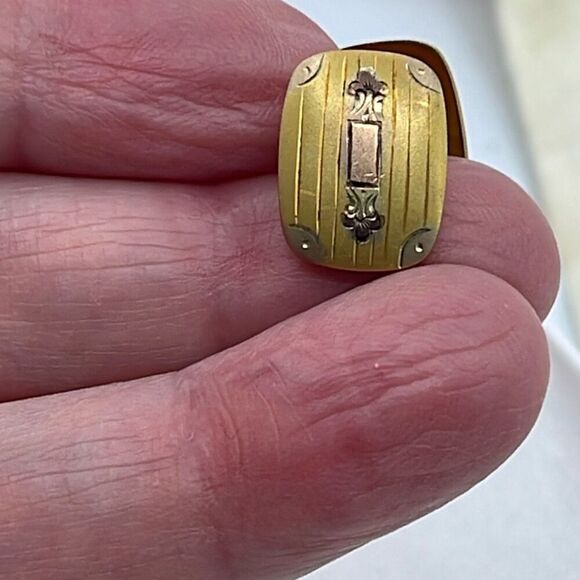 Antique-vintage gold plated cuff links and collar link. - Picture 2 of 7